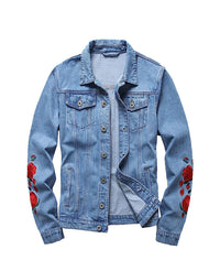 Thumbnail for Blank Rose Sleeve Denim Jacket