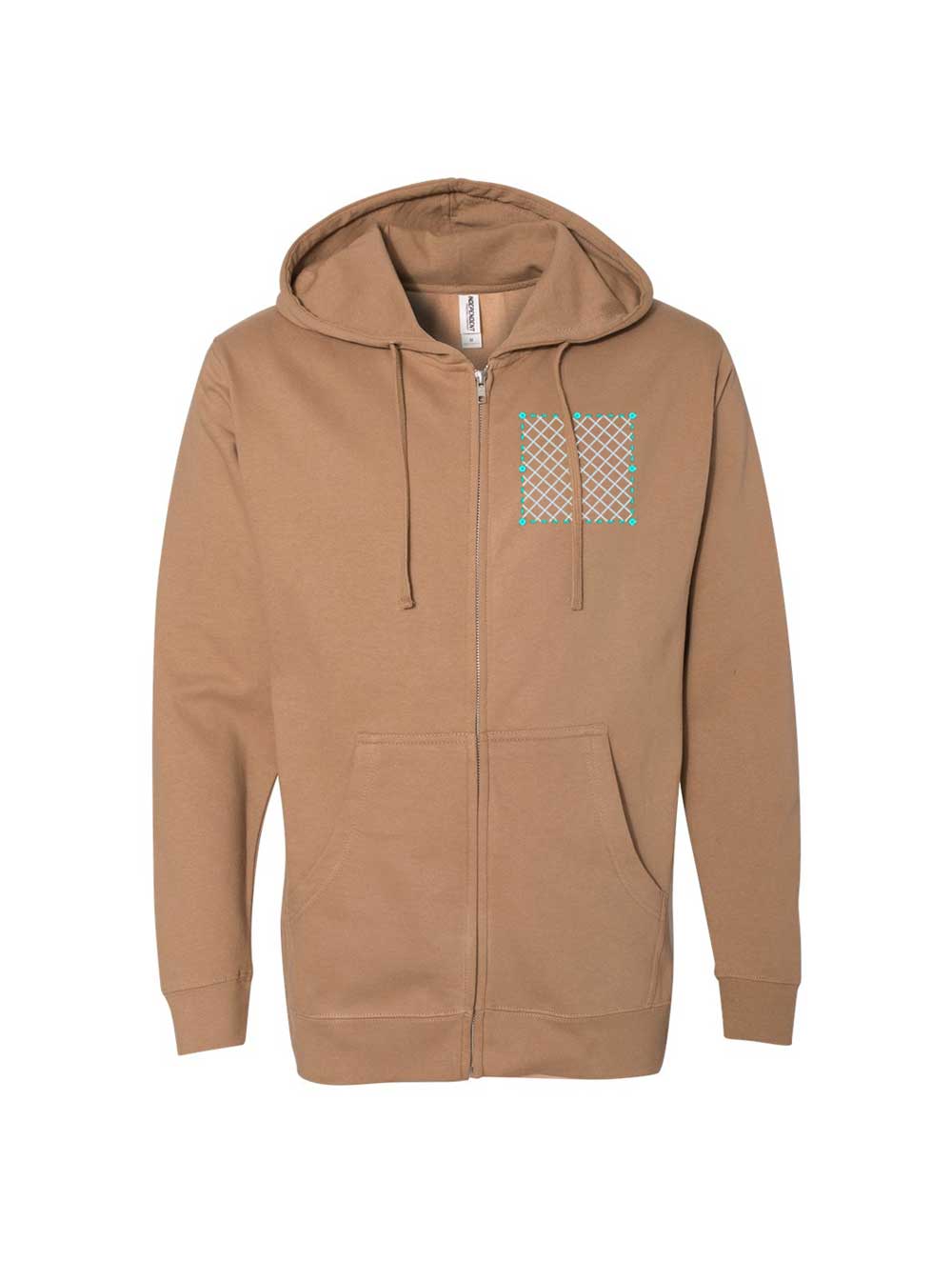 Embroidered Independent Midweight Hooded Full-Zip Sweatshirt