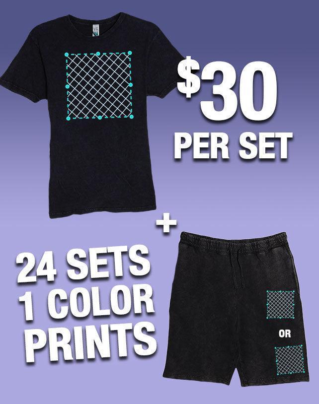 24 1-Color Print Vintage T-Shirt & Short Sets (Unisex) - Constantly Create Shop