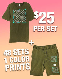Thumbnail for 48 1-Color Print Vintage T-Shirt & Short Sets (Unisex) - Constantly Create Shop