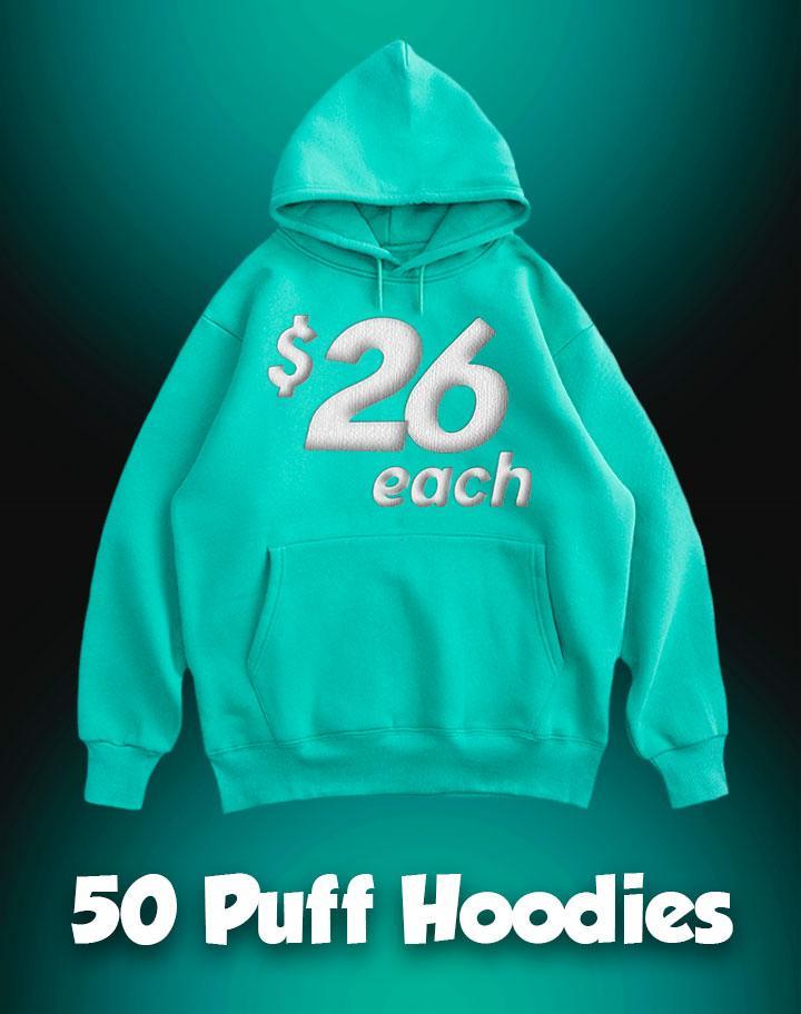 50 1-Color Puff Print Premium Hoodies - Constantly Create Shop