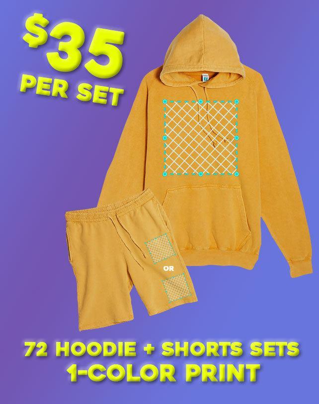 72 1 Color Print Vintage Hoodie Short Sets Unisex Constantly