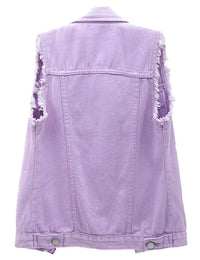 Thumbnail for Blank Distressed Sleeveless Denim Jacket (Women's) - Constantly Create Shop