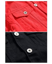 Thumbnail for Blank Ripped Sleeve Denim Jacket - Constantly Create Shop