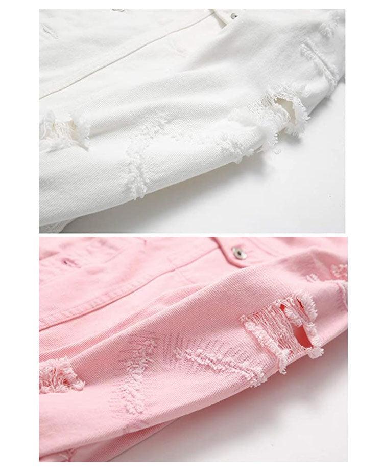 Blank Ripped Sleeve Denim Jacket - Constantly Create Shop