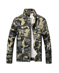 Thumbnail for Distressed Camo Denim Jackets - Constantly Create Shop