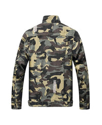 Thumbnail for Distressed Camo Denim Jackets - Constantly Create Shop
