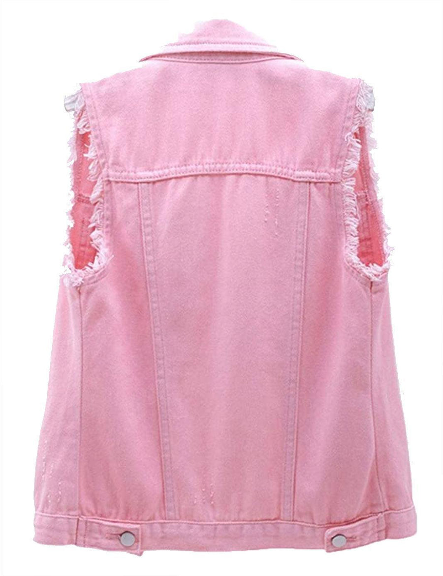 Distressed Sleeveless Denim Jacket Vest (Women's) - Constantly Create Shop