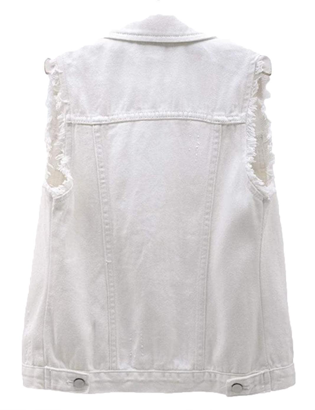 Distressed Sleeveless Denim Jacket Vest (Women's) - Constantly Create Shop