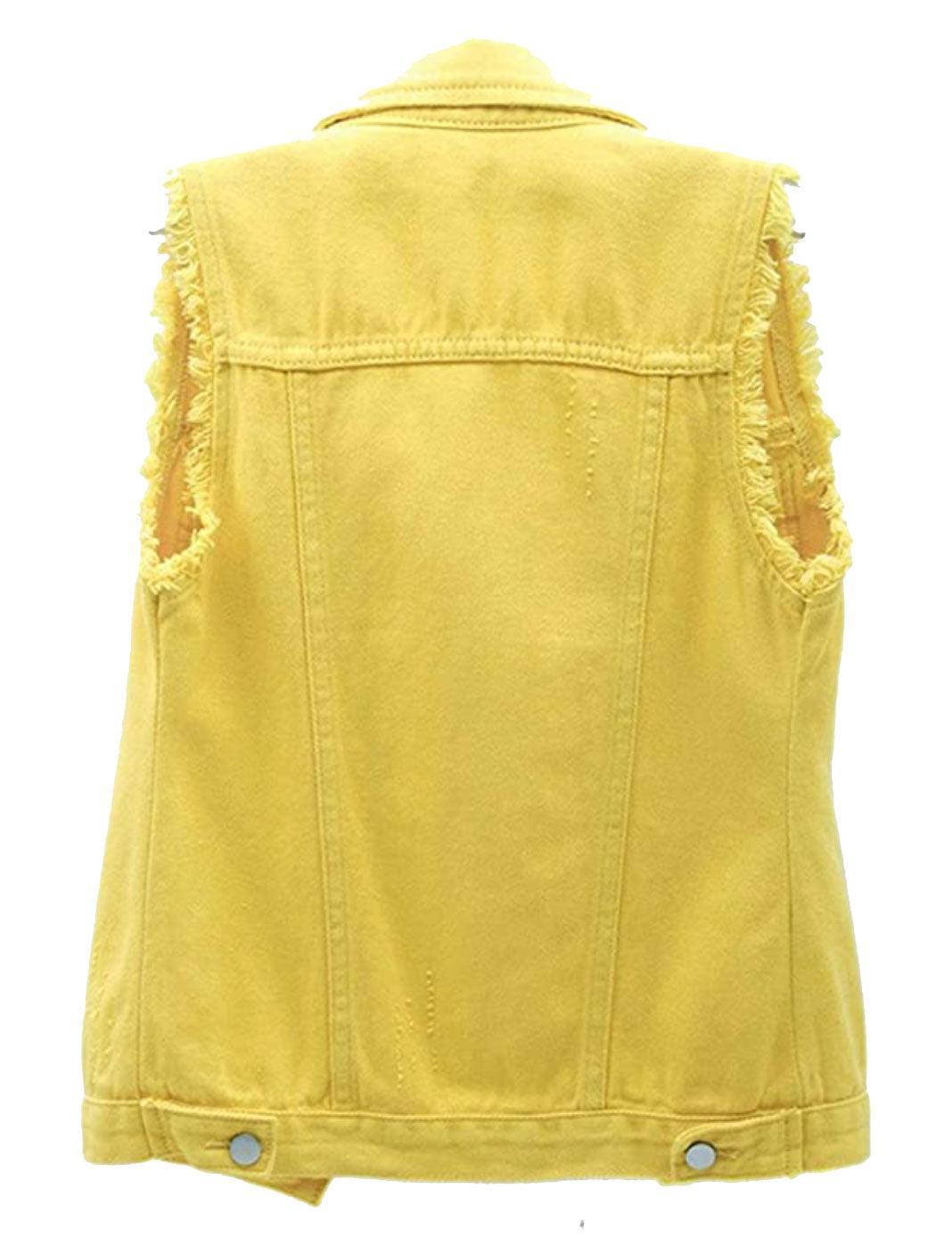 Distressed Sleeveless Denim Jacket Vest (Women's) - Constantly Create Shop