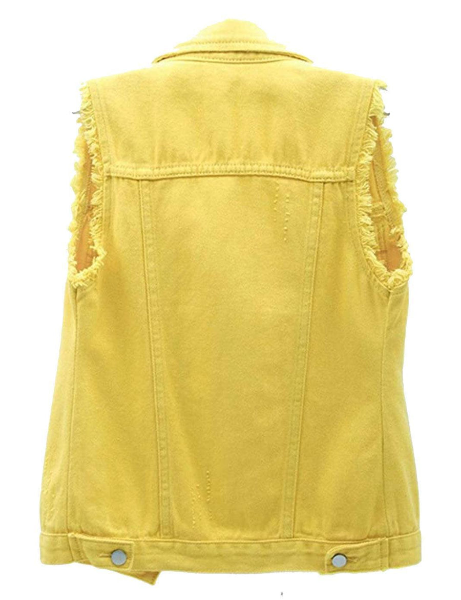 Distressed Sleeveless Denim Jacket Vest (Women's) - Constantly Create Shop