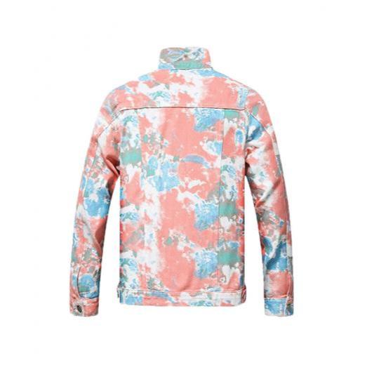 Distressed Floral Tie Dye Denim Jackets
