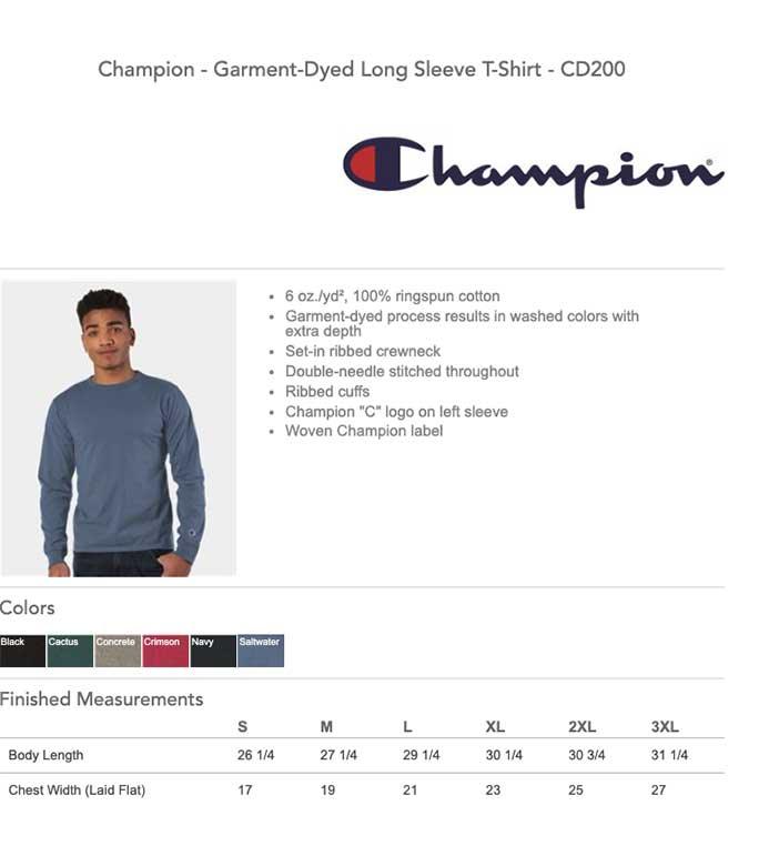 Champion Garment Dyed Long Sleeve Shirt - Constantly Create Shop