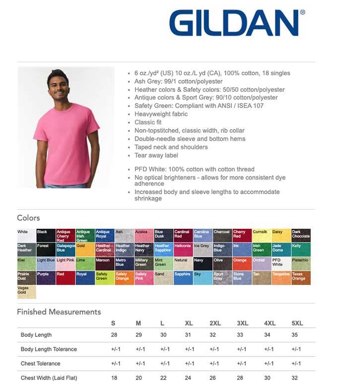 G200 Size Chart Gildan Ultra Cotton T-shirt Size Chart 2000 Size Chart 