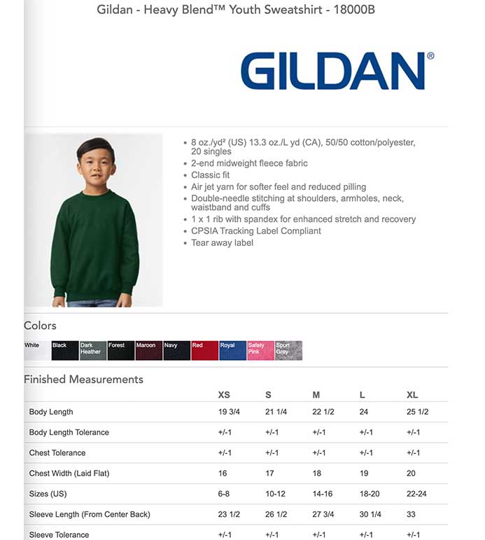  Gildan - Heavy Blend Youth Crewneck Sweatshirt