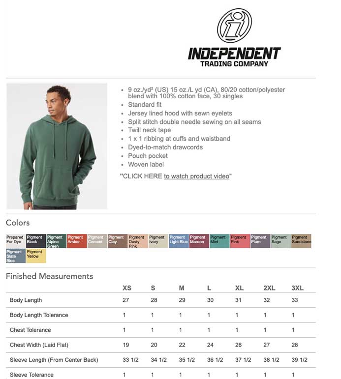 Independent Heavyweight Pigment-Dyed Hoodies