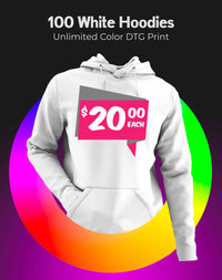 Thumbnail for 100 White Hoodies - Full Color Print - Constantly Create Shop