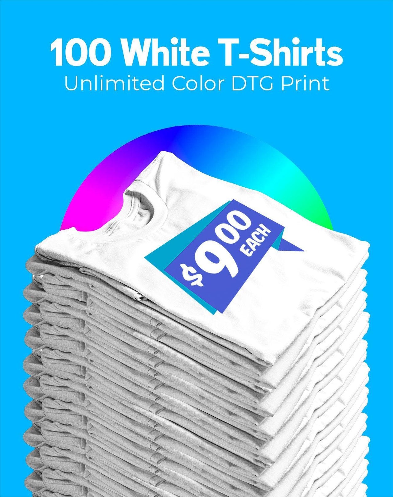100 White T-Shirts - DTG Full Color - Constantly Create Shop