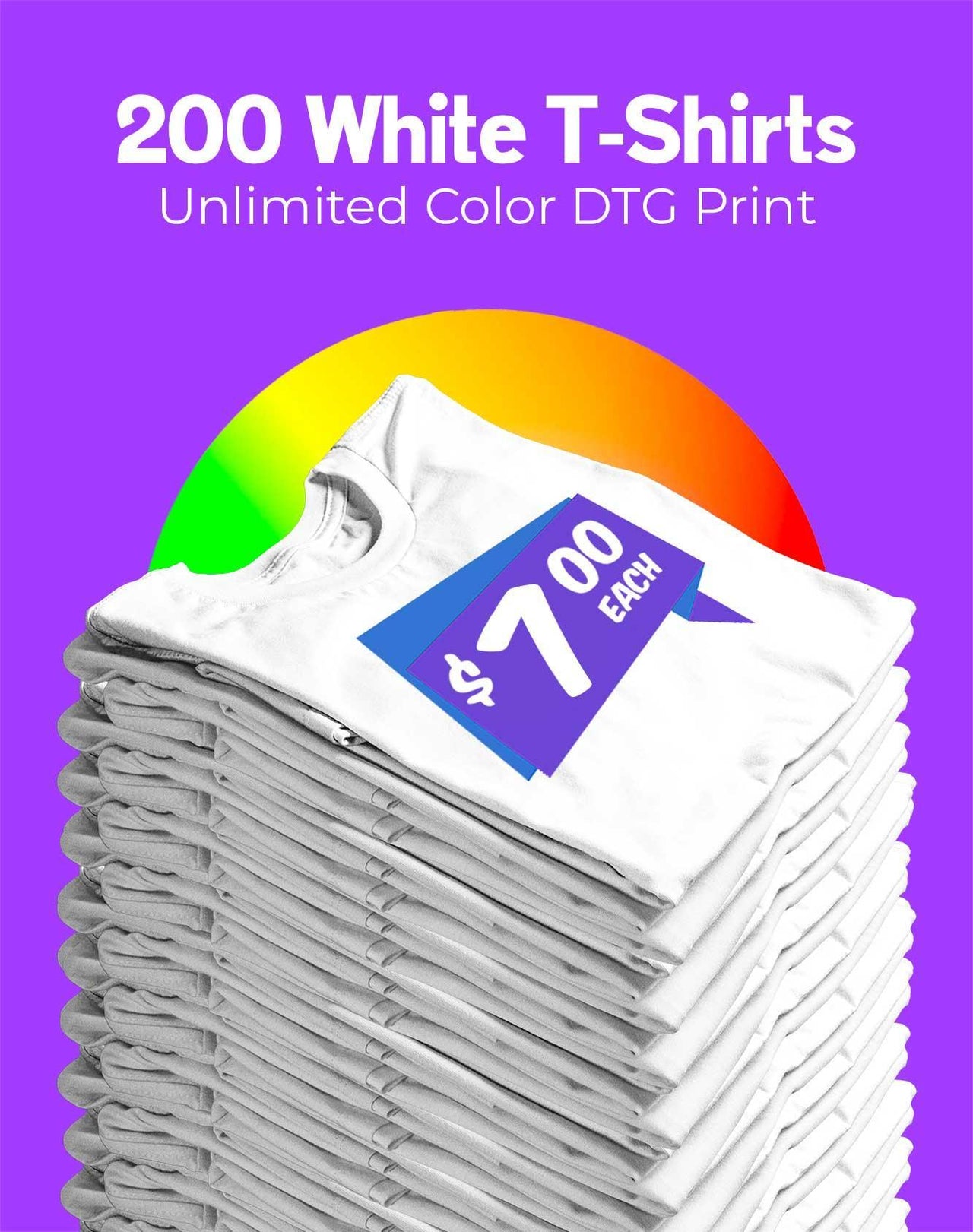200 White T-Shirts - DTG Full Color - Constantly Create Shop