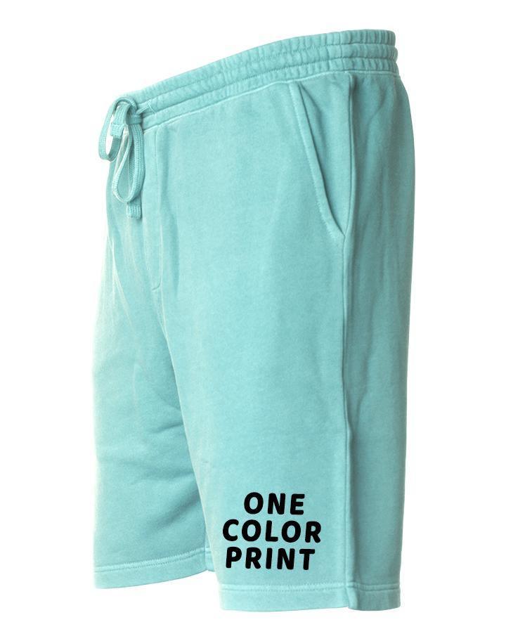24 1-Color Print Pigment Dyed Fleece Shorts - Constantly Create Shop