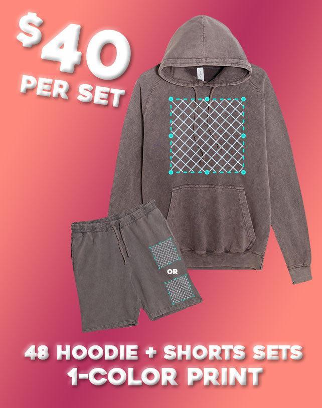 48 1-Color Print Vintage Hoodie & Short Sets (Unisex) - Constantly Create Shop