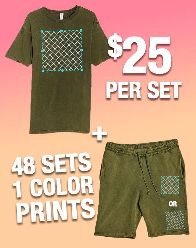 48 1-Color Print Vintage T-Shirt & Short Sets (Unisex) - Constantly Create Shop
