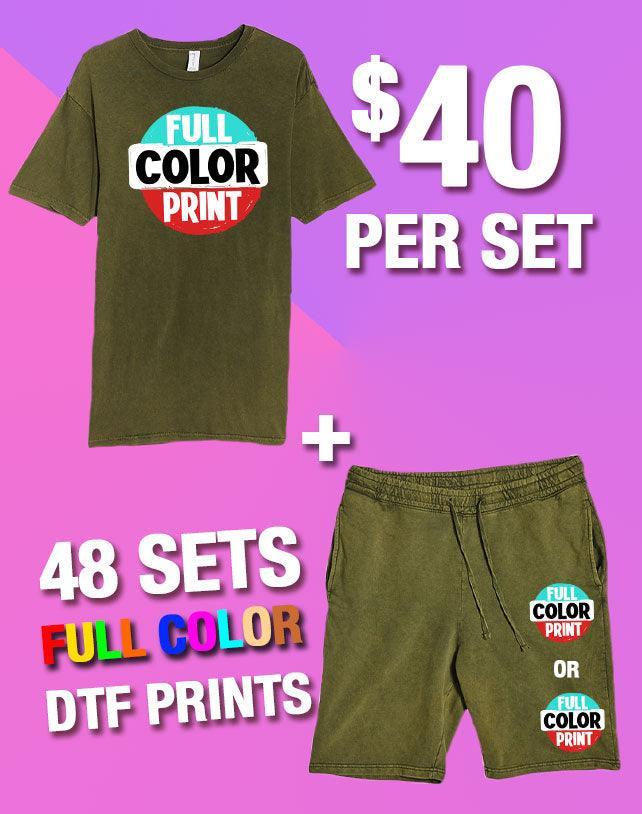 48 Full Color Print Vintage T-Shirt & Short Sets (Unisex) - Constantly Create Shop