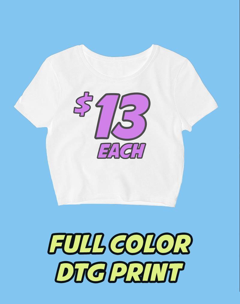 50 White Crop Top Tees - Full Color DTG Print (Women's) - Constantly Create Shop