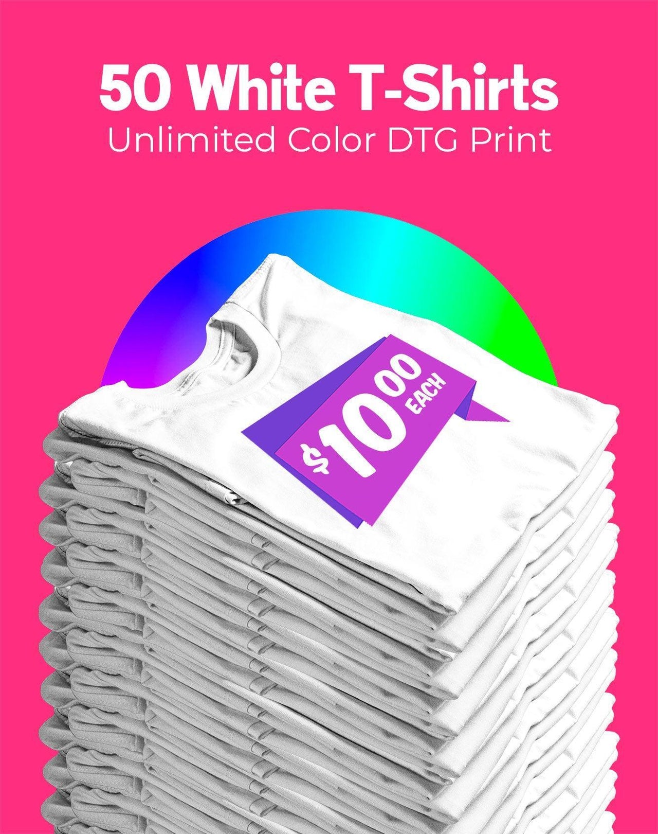 50 White DTG T-Shirts - Constantly Create Shop