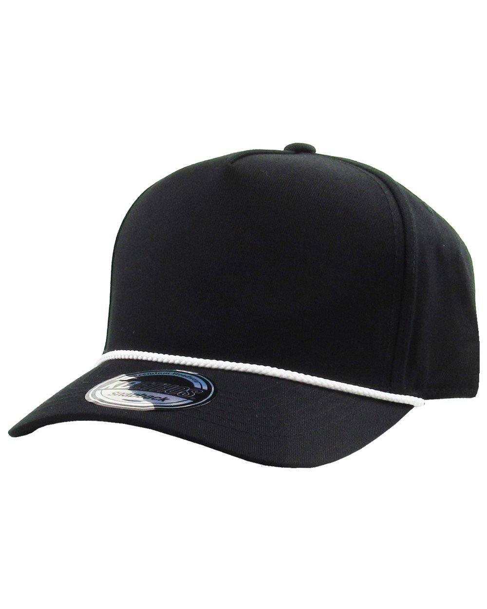 Black Snapback Hat With Rope Shop Panel Black Hat And Caps Online