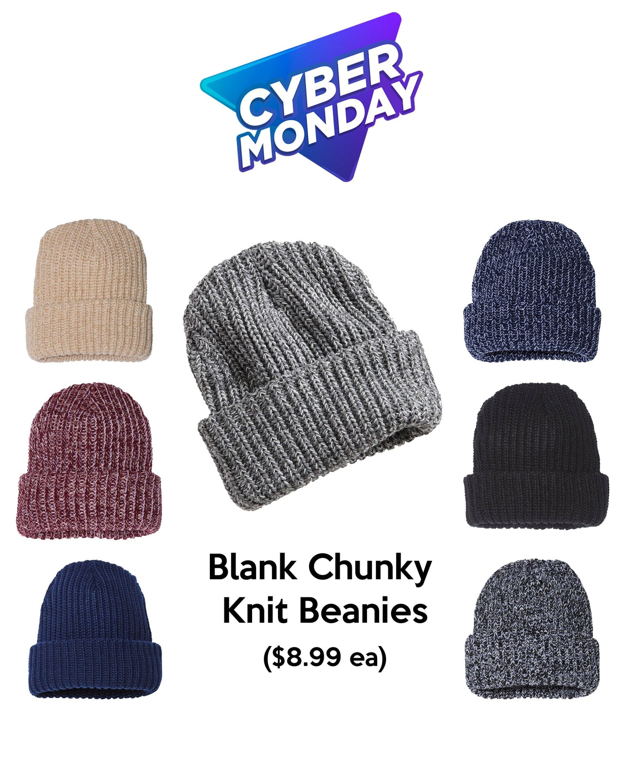 Blank Chunky Knit Beanie - Constantly Create Shop