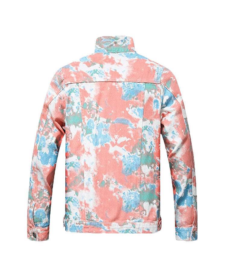 Blank Distressed Floral Tie Dye Denim Jacket - Constantly Create Shop