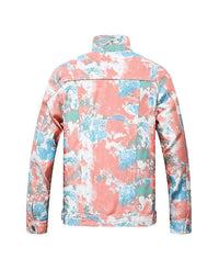 Thumbnail for Blank Distressed Floral Tie Dye Denim Jacket - Constantly Create Shop