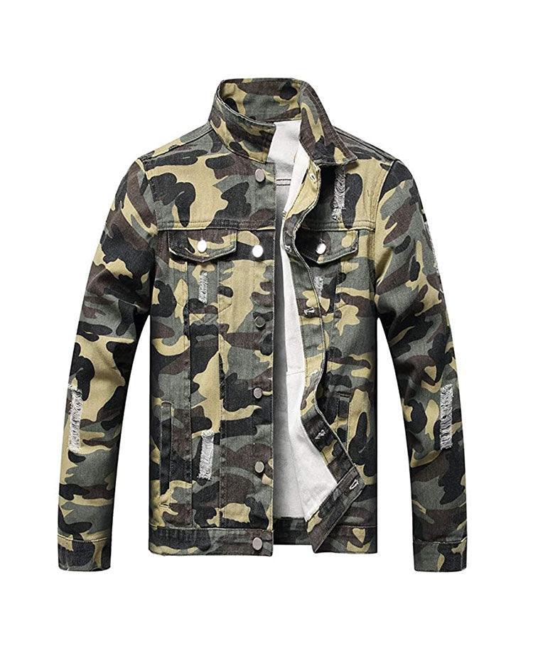 Distressed Camo Denim Jackets - Constantly Create Shop