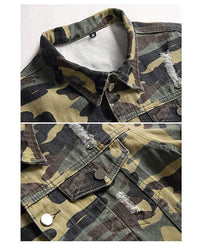 Thumbnail for Distressed Camo Denim Jackets - Constantly Create Shop