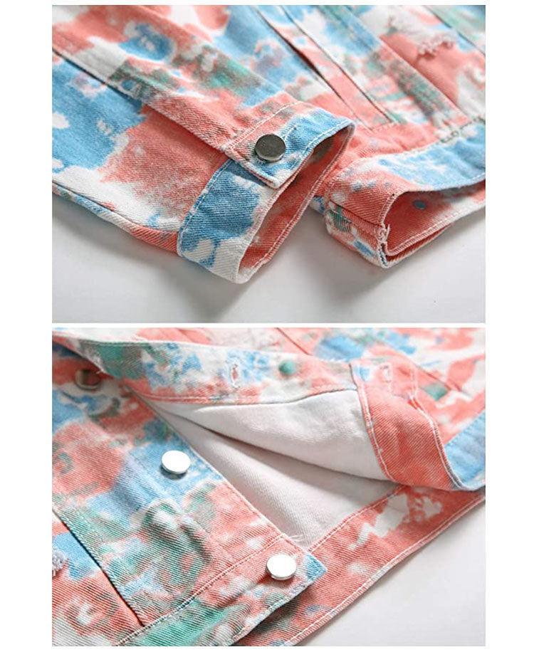 Distressed Floral Tie Dye Denim Jackets - Constantly Create Shop