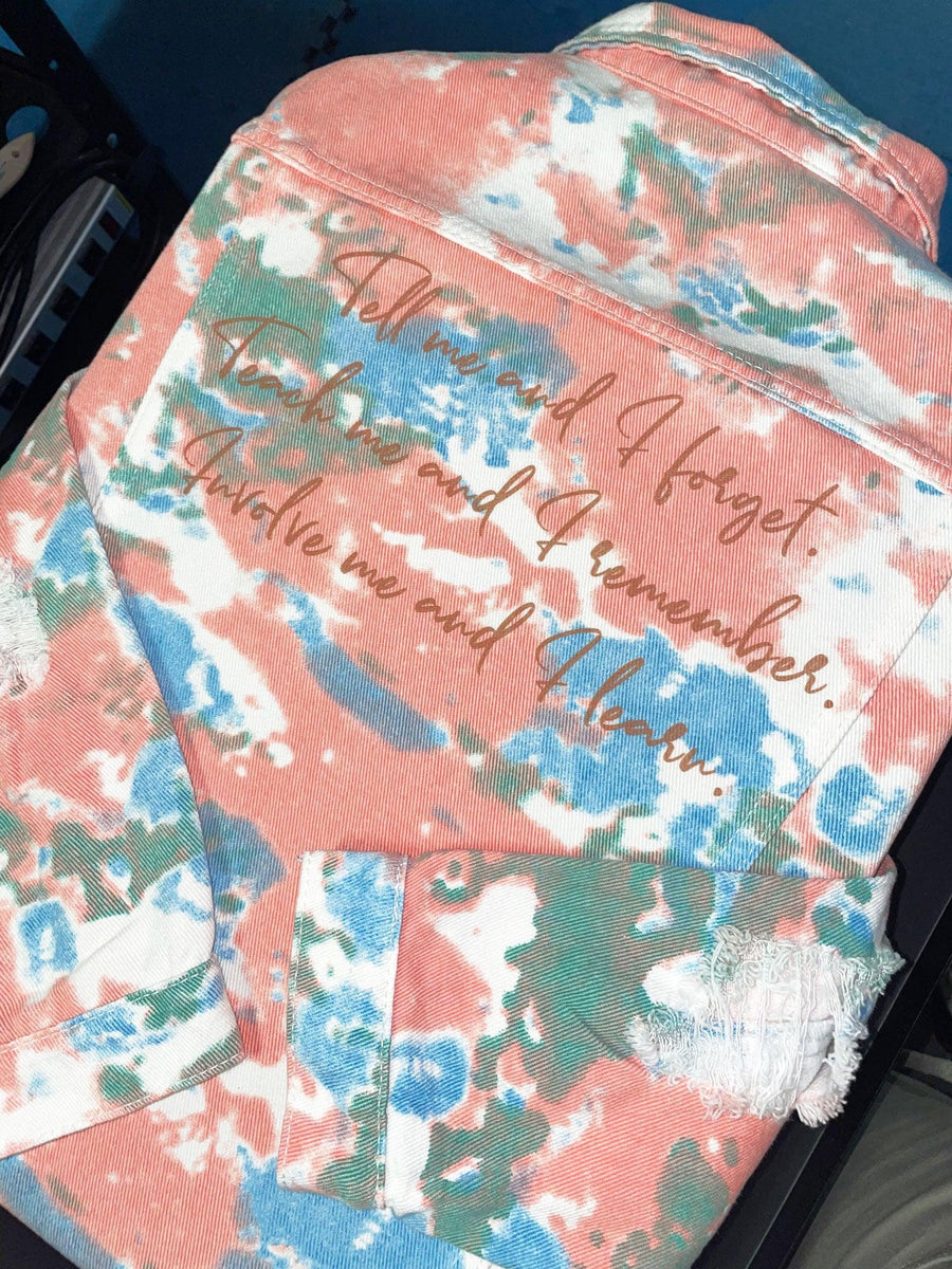 Distressed Floral Tie Dye Denim Jackets - Constantly Create Shop