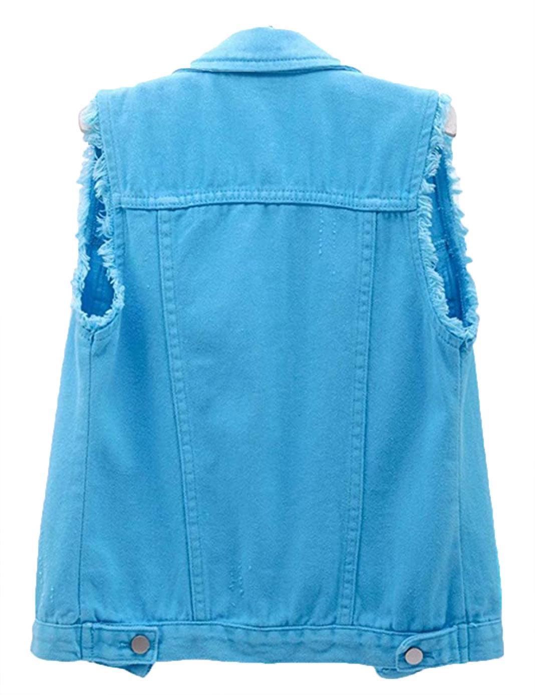 Distressed Sleeveless Denim Jacket Vest (Women's) - Constantly Create Shop