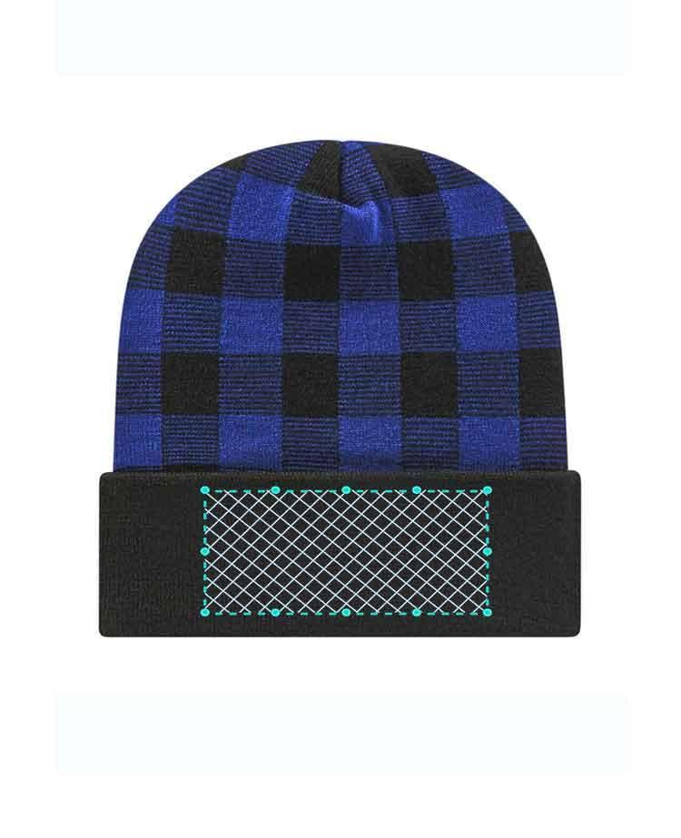 Embroidered Blue Plaid Beanies - Constantly Create Shop