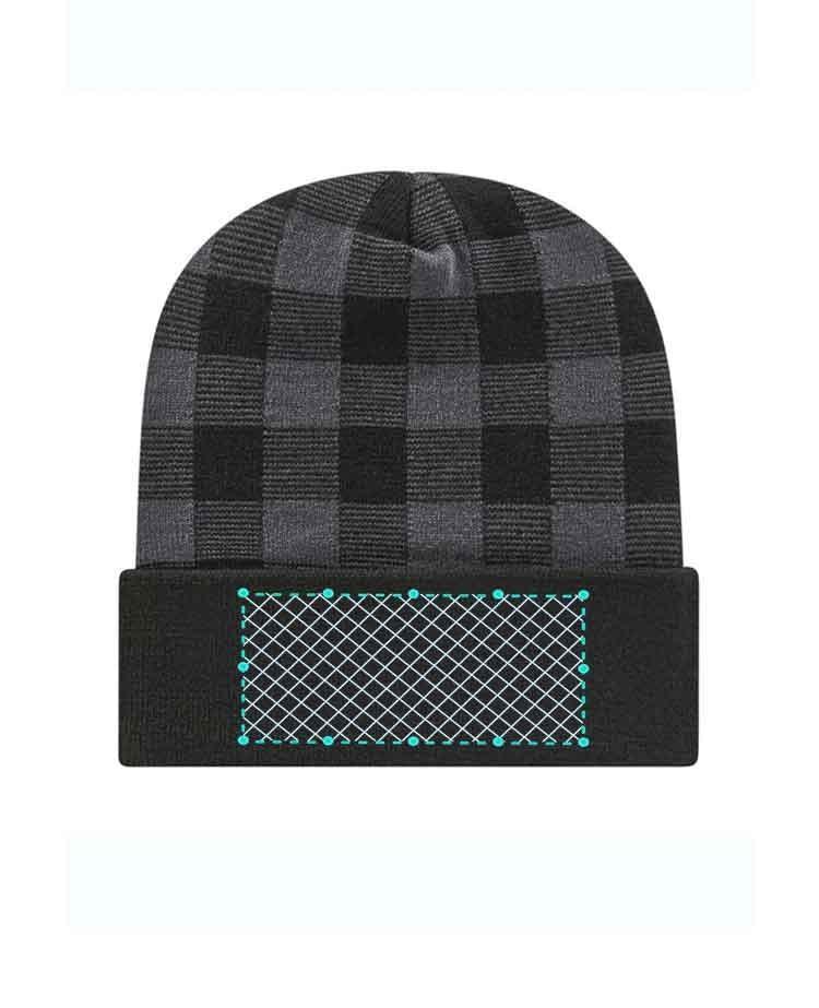 Embroidered Cool Grey Plaid Beanies - Constantly Create Shop